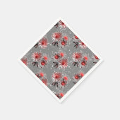 灰色に赤い花 スタンダードカクテルナプキン (角)