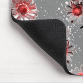 灰色に赤い花 マウスパッド (コーナー)