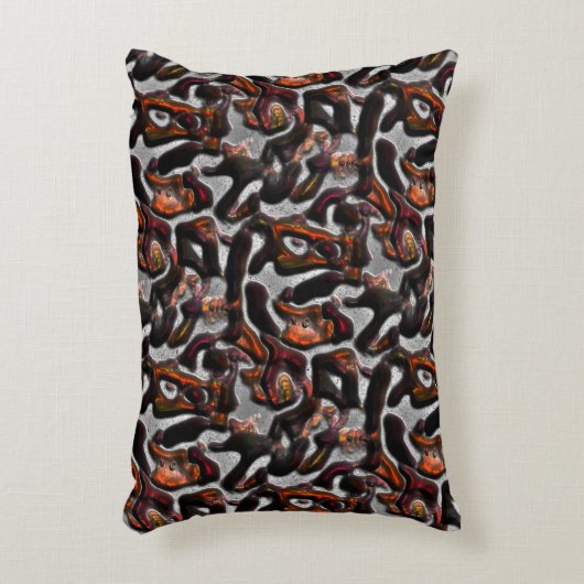 灰色に風変わり刻まれたサンゴの組織に赤く染まった アクセントクッション (正面(垂直))