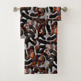 灰色に風変わり刻まれたサンゴの組織に赤く染まった バスタオルセット