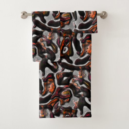 灰色に風変わり刻まれたサンゴの組織に赤く染まった バスタオルセット (インサイチュ)