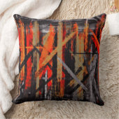 灰色に黒いオレンジの抽象芸術の絵を描くこと クッション (ブランケット)
