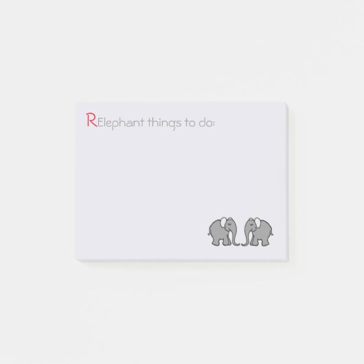 灰色のかわいい象の組を"する" RElephant ポストイット (正面)
