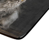 灰色のふわふわ猫 カッティングボード (角)