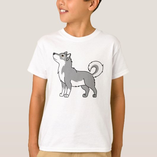 灰色のアラスカンマラミュート Tシャツ (正面)