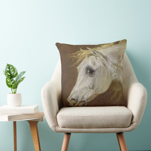 灰色のアラビアの馬(鍋の頭部のキャンバスの油 クッション (椅子)