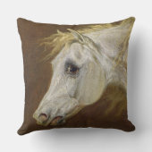 灰色のアラビアの馬(鍋の頭部のキャンバスの油 クッション (裏面)