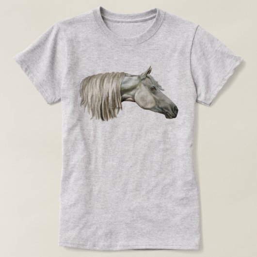 灰色のアラブ馬 Tシャツ (デザイン正面)