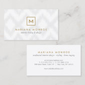 灰色のイカットにイニシャル/モノグラムを付けたボックスのロゴ 名刺 (正面/裏面)