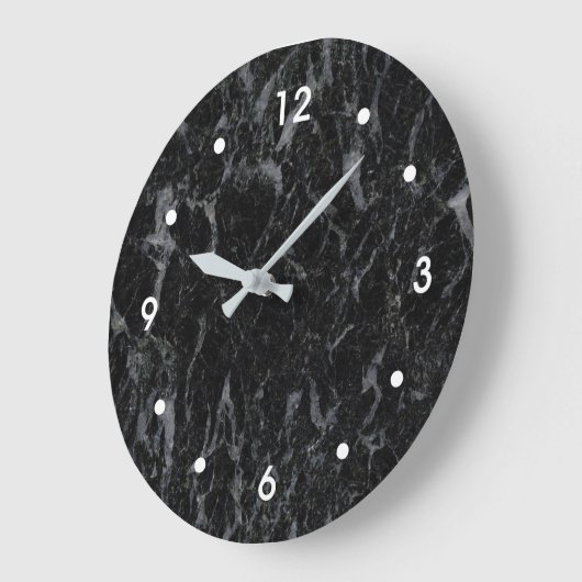 灰色のイメージの白数と張りめぐらされる黒い大理石 ラージ壁時計 (傾斜)