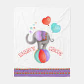 灰色のウィムジー象の水の色のサーカス名 フリースブランケット (正面)