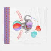 灰色のウィムジー象の水の色のサーカス名 フリースブランケット (正面(横))