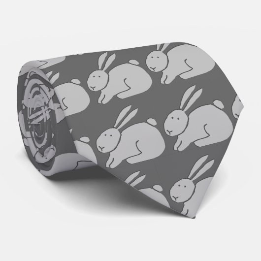 灰色のウサギ ネクタイ (ロール)