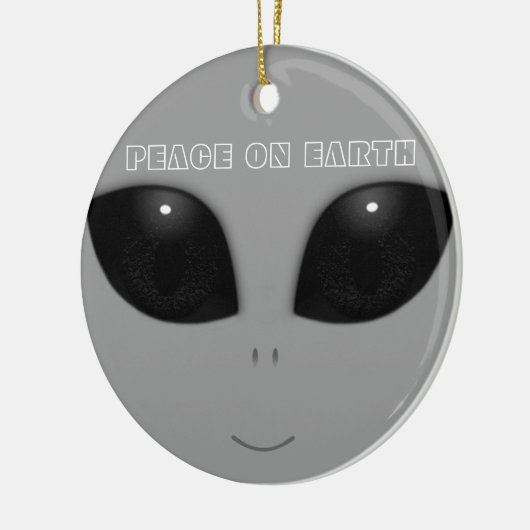 灰色のエイリアンの目のクリスマス装飾品 セラミックオーナメント (左)