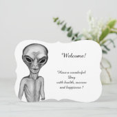 灰色のエイリアン、テキストの追加 招待状 (スタンド正面)