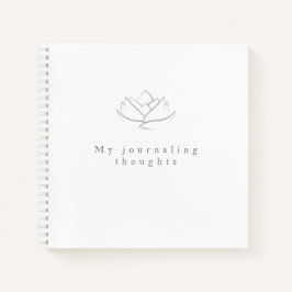 灰色のエレガントハスの花のジャーナリング思考 ノートブック