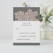 灰色のエレガント古い木の枝の結婚式のRSVPカード 出欠カード (スタンド正面)