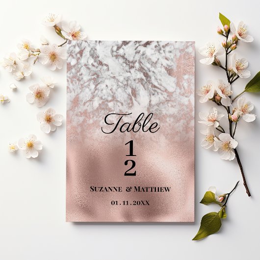 灰色のエレガント白いバラの金ゴールド大理石のテーブル番号 招待状