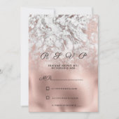 灰色のエレガント白いバラの金ゴールド大理石RSVP 招待状 (正面)