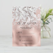 灰色のエレガント白いバラの金ゴールド大理石RSVP 招待状 (スタンド正面)