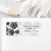 灰色のエレガント花住所 シール (インサイチュ)