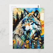 灰色のオオカミとヤナギ ポストカード (正面/裏面)