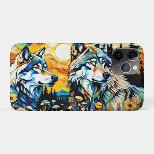 灰色のオオカミとヤナギ Case-Mate iPhoneケース (裏面(横))