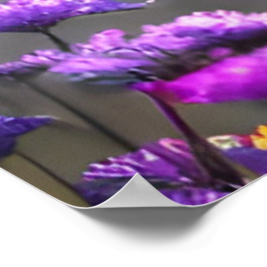 灰色のオオカミ – ピンクと紫の花 ポスター (角)