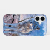 灰色のオオカミ ANSWER THE CALL iPhone 16ケース (裏面横)