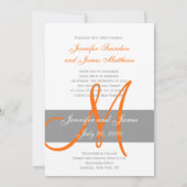 灰色のオレンジ結婚式招待状|のモノグラムの名前 招待状 (裏面)