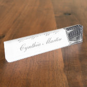 灰色のカスタムな法廷記者の名札 デスクネームプレート (側面)