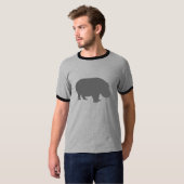 灰色のカバのシルエット Tシャツ (正面フル)