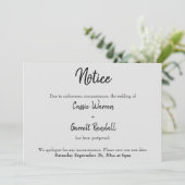 灰色のカードに結婚は「通知」が延期 招待状 (スタンド正面)
