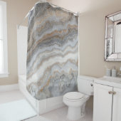 灰色のカーリー大理石：黄金の静脈 シャワーカーテン (インサイチュ)