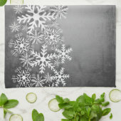 灰色のキッチンタオルの白い雪片 キッチンタオル (折り畳み)