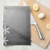 灰色のキッチンタオルの白い雪片 キッチンタオル (四つ折り)