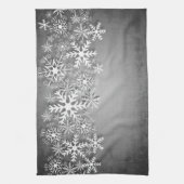 灰色のキッチンタオルの白い雪片 キッチンタオル (縦)