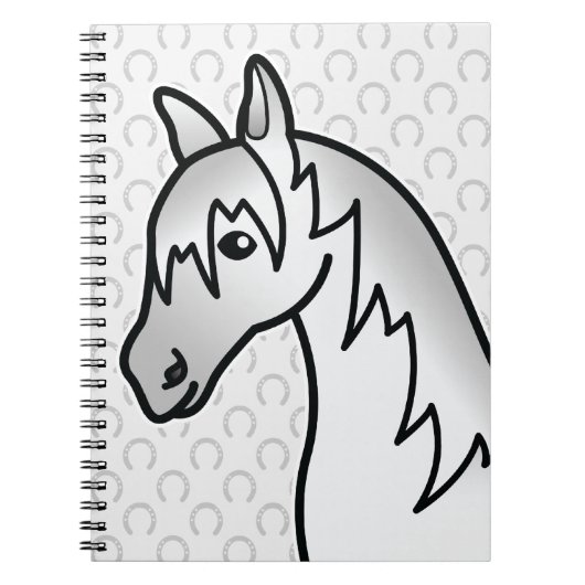 灰色のキャラクターの馬の顔 ノートブック (正面)