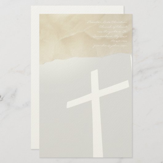 灰色のキリスト教の十字の文房具 便箋 (正面/裏面)