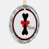 灰色のギンガムの大きい憂うつの骨のオーナメント セラミックオーナメント (右)