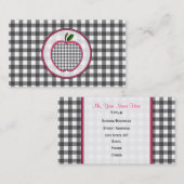 灰色のギンガムのAppleのファッションの先生の名刺 名刺 (正面/裏面)