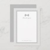 灰色のギンガムバータイベビーシャワーありがとう サンキューカード (正面/裏面)