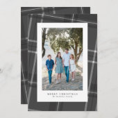 灰色のクラシック格子状の縦写真 シーズンカード (正面/裏面)