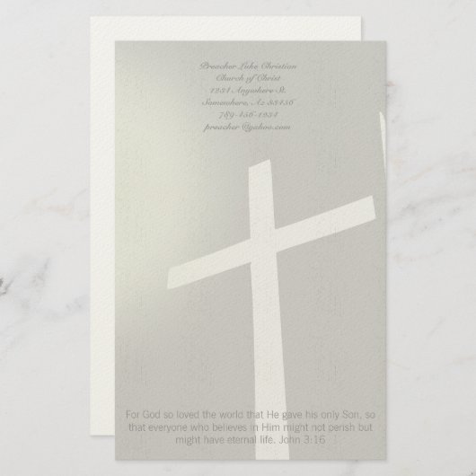 灰色のクリスチャンのクロス文房具 便箋 (正面/裏面)