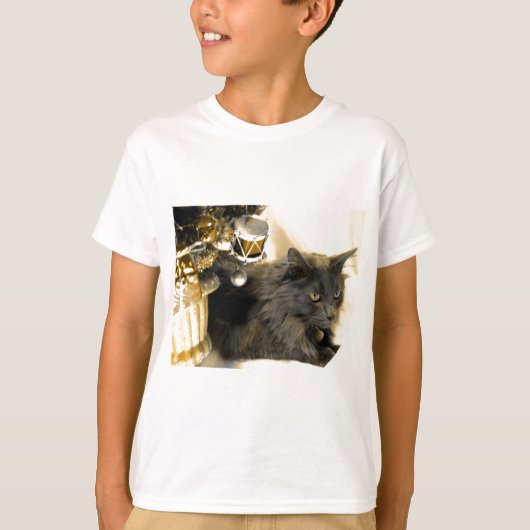 灰色のクリスマスの子猫IIII Tシャツ (正面)