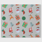 灰色のクリスマスアイコン ラッピングペーパー (フラット)