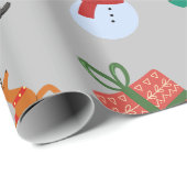 灰色のクリスマスアイコン ラッピングペーパー (ロールコーナー)