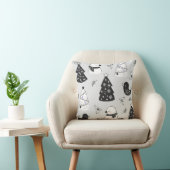 灰色のクリスマスツリーと鳥を作成 クッション (椅子)