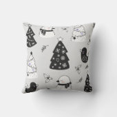灰色のクリスマスツリーと鳥を作成 クッション (裏面)