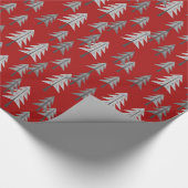 灰色のクリスマスツリーは赤いカスタム背景を松 ラッピングペーパー (角)